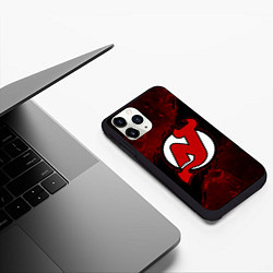 Чехол iPhone 11 Pro матовый New Jersey Devils, Нью Джерси Девилз, цвет: 3D-черный — фото 2