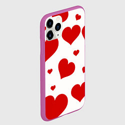 Чехол iPhone 11 Pro матовый Красные сердечки Heart, цвет: 3D-фиолетовый — фото 2