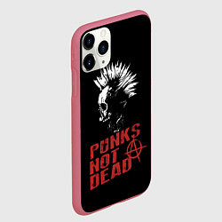 Чехол iPhone 11 Pro матовый Punks Not Dead, цвет: 3D-малиновый — фото 2