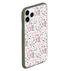 Чехол iPhone 11 Pro матовый Valentines Pattern, цвет: 3D-темно-зеленый — фото 2