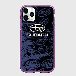Чехол iPhone 11 Pro матовый Subaru Pattern спорт, цвет: 3D-фиолетовый