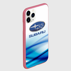 Чехол iPhone 11 Pro матовый Subaru Спорт текстура, цвет: 3D-малиновый — фото 2