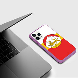 Чехол iPhone 11 Pro матовый Северная Осетия Алания Флаг, цвет: 3D-фиолетовый — фото 2