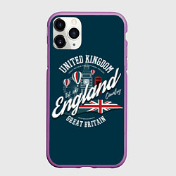Чехол iPhone 11 Pro матовый Англия England, цвет: 3D-фиолетовый