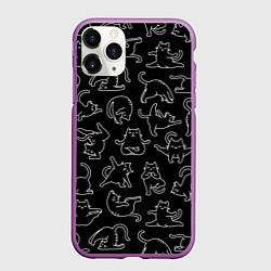 Чехол iPhone 11 Pro матовый КОТИКИ и ЙОГА, цвет: 3D-фиолетовый