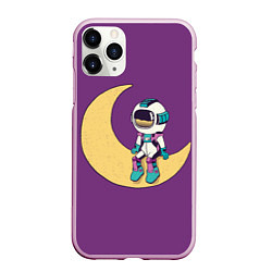 Чехол iPhone 11 Pro матовый Astronaut on the moon - сидит, цвет: 3D-розовый