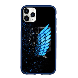 Чехол iPhone 11 Pro матовый АТАКА ТИТАНОВ Attack on Titan брызги, цвет: 3D-тёмно-синий