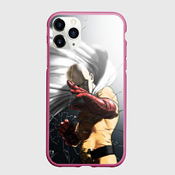 Чехол iPhone 11 Pro матовый One Punch Man - Сайтама, цвет: 3D-малиновый