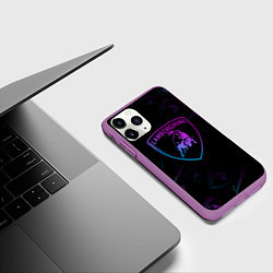 Чехол iPhone 11 Pro матовый Lamborghini Sport Pattrn, цвет: 3D-фиолетовый — фото 2