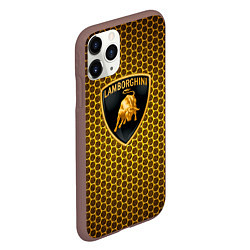 Чехол iPhone 11 Pro матовый Lamborghini gold соты, цвет: 3D-коричневый — фото 2