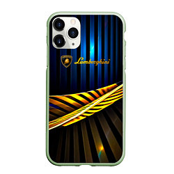 Чехол iPhone 11 Pro матовый Lamborghini - Марка автомобиля, цвет: 3D-салатовый