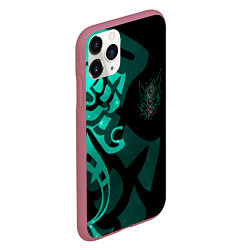 Чехол iPhone 11 Pro матовый МАСКА И ТАТУИРОВКА СЯО XIAO ГЕНШИН, цвет: 3D-малиновый — фото 2