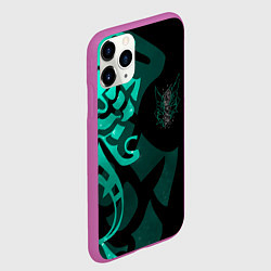 Чехол iPhone 11 Pro матовый МАСКА И ТАТУИРОВКА СЯО XIAO ГЕНШИН, цвет: 3D-фиолетовый — фото 2