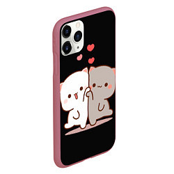 Чехол iPhone 11 Pro матовый Кошачья любовь навсегда Kitty love forever, цвет: 3D-малиновый — фото 2