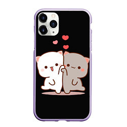 Чехол iPhone 11 Pro матовый Кошачья любовь навсегда Kitty love forever, цвет: 3D-светло-сиреневый