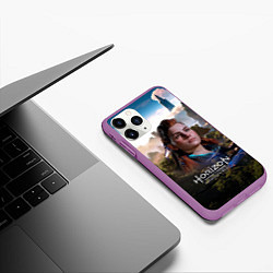 Чехол iPhone 11 Pro матовый Aloy Horizon Forbidden West game, цвет: 3D-фиолетовый — фото 2