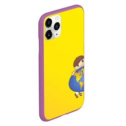 Чехол iPhone 11 Pro матовый Мальчик из советского Атласа Мир, цвет: 3D-фиолетовый — фото 2
