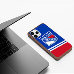 Чехол iPhone 11 Pro матовый New York Rangers Нью Йорк Рейнджерс, цвет: 3D-коричневый — фото 2