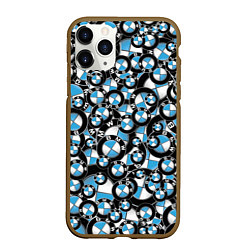 Чехол iPhone 11 Pro матовый BMW PATTERN LOGO, цвет: 3D-коричневый