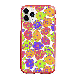 Чехол iPhone 11 Pro матовый Разукрашенные пасхальные яйца, цвет: 3D-красный