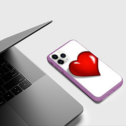 Чехол iPhone 11 Pro матовый Сердце большое мультяшное, цвет: 3D-фиолетовый — фото 2