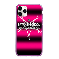 Чехол iPhone 11 Pro матовый Satan school for bad boys and girls pink, цвет: 3D-фиолетовый