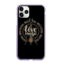 Чехол iPhone 11 Pro матовый Живая Музыка гитара, цвет: 3D-светло-сиреневый