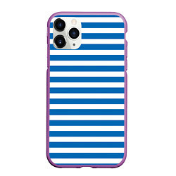 Чехол iPhone 11 Pro матовый ТЕЛЬНЯШКА ВДВ В ПОЛОСКУ, цвет: 3D-фиолетовый