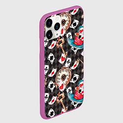 Чехол iPhone 11 Pro матовый Алиса в стране чудес - карты и время, цвет: 3D-фиолетовый — фото 2
