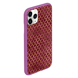 Чехол iPhone 11 Pro матовый Gold & Red pattern, цвет: 3D-фиолетовый — фото 2