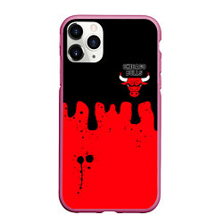 Чехол iPhone 11 Pro матовый Chicago Bulls Чикаго Буллз Логотип, цвет: 3D-малиновый