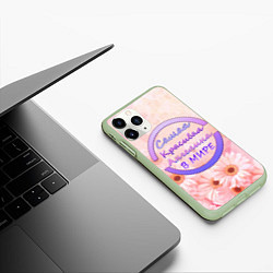 Чехол iPhone 11 Pro матовый Самая красивая Ангелина, цвет: 3D-салатовый — фото 2