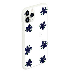 Чехол iPhone 11 Pro матовый Синие ромашки на белом фоне, цвет: 3D-белый — фото 2