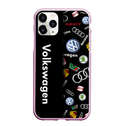 Чехол iPhone 11 Pro матовый Volkswagen Group Half Pattern, цвет: 3D-розовый