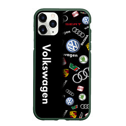 Чехол iPhone 11 Pro матовый Volkswagen Group Half Pattern, цвет: 3D-темно-зеленый