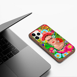 Чехол iPhone 11 Pro матовый Фрида Кало Мексика Художник Феминист 3D, цвет: 3D-коричневый — фото 2