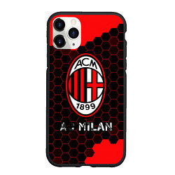 Чехол iPhone 11 Pro матовый МИЛАН AC Milan Соты, цвет: 3D-черный