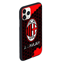 Чехол iPhone 11 Pro матовый МИЛАН AC Milan Соты, цвет: 3D-черный — фото 2