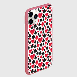 Чехол iPhone 11 Pro матовый Картёжник масти, цвет: 3D-малиновый — фото 2