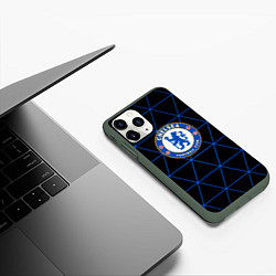 Чехол iPhone 11 Pro матовый Челси football club, цвет: 3D-темно-зеленый — фото 2