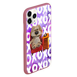 Чехол iPhone 11 Pro матовый Бен Собака, цвет: 3D-малиновый — фото 2