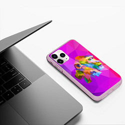 Чехол iPhone 11 Pro матовый Цветная обезьяна Color monkey, цвет: 3D-розовый — фото 2