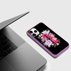 Чехол iPhone 11 Pro матовый Букет цветов, цвет: 3D-фиолетовый — фото 2