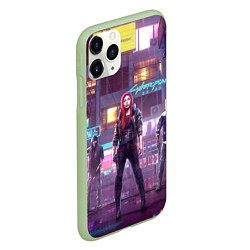 Чехол iPhone 11 Pro матовый Cyberpunk 2077 Vi Ви, цвет: 3D-салатовый — фото 2