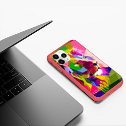 Чехол iPhone 11 Pro матовый Lion abstraction, цвет: 3D-красный — фото 2