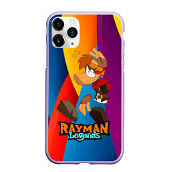 Чехол iPhone 11 Pro матовый Rayman Радужный фон, цвет: 3D-светло-сиреневый