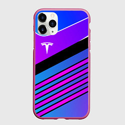 Чехол iPhone 11 Pro матовый TESLA - NEON STYLE ТЕСЛА НЕОН