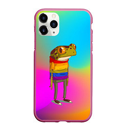 Чехол iPhone 11 Pro матовый Радужная лягушка Rainbow Frog