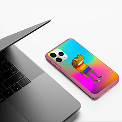 Чехол iPhone 11 Pro матовый Радужная лягушка Rainbow Frog, цвет: 3D-малиновый — фото 2