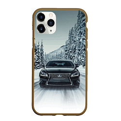 Чехол iPhone 11 Pro матовый Лексус - зимняя дорога!, цвет: 3D-коричневый